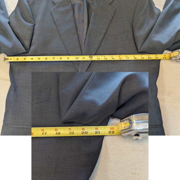 Joseph Abboud Super 100s 3-Piece Suit • Luxury Marzotto Wool • Charcoal 42R Set - Picture 6 of 16